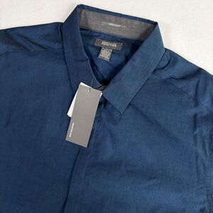 Kenneth Cole Reaction Men's Super Slim Fit Button Down Shirt XL Ocean Breeze